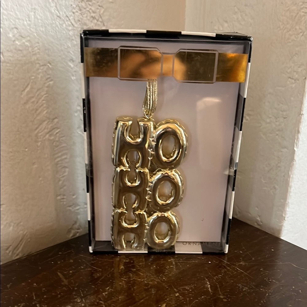 Gold 'HO HO HO' Ornament